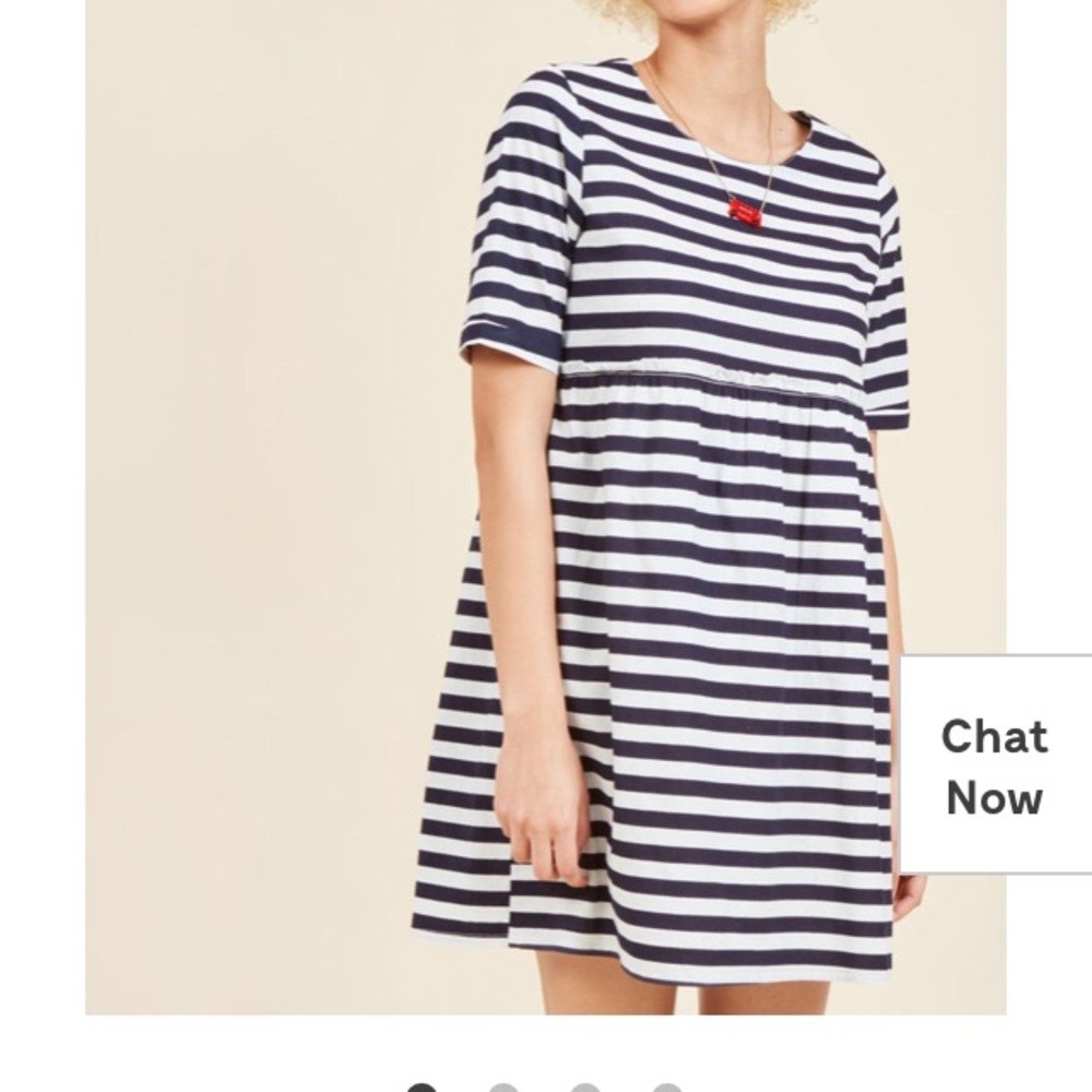 Babydoll cotton dress- Navy blue and white